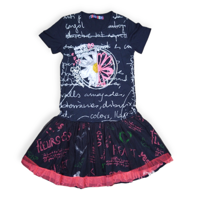 dívčí letni šaty Desigual , černo - růžové