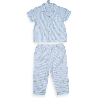 bavlněné pyžamo zn. Nutmeg , modré proužky, medvídci