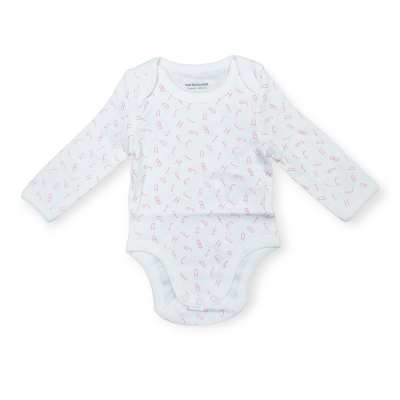 dívčí kojenecké body, bílé, růžová písmenka